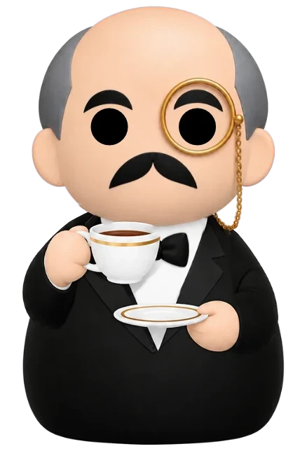 Alfred with a cup of tea